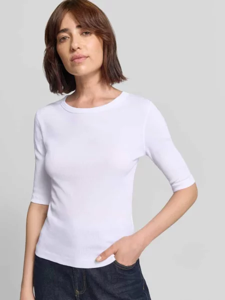 T-shirt w efekcie prążkowania model SELAY' Drykorn biała