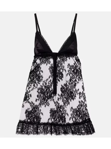 Top Dolce&gabbana cu model floral din dantelă negru