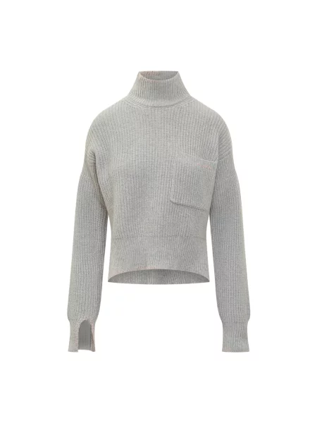 Sweter z golfem Marni wełniany szary
