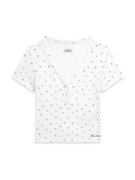 GUESS JEANS Tricou maro / verde / portocaliu alb