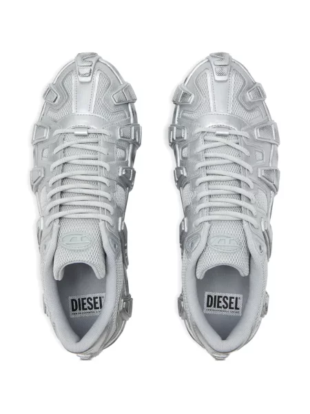Sneakerși Diesel plasă argintiu