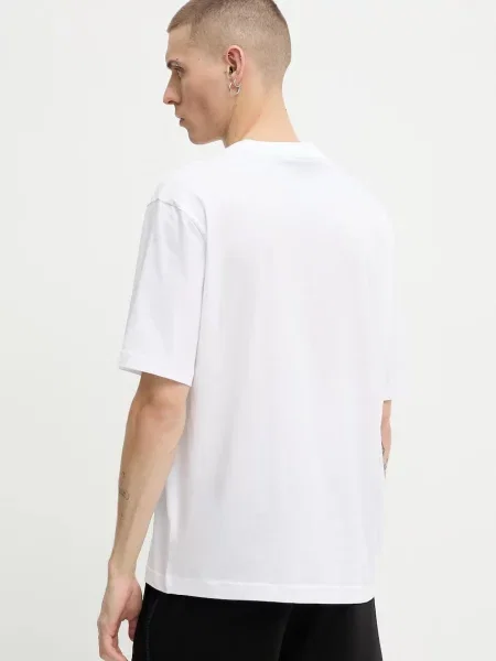 Hugo Blue tricou din cu imprimeu alb