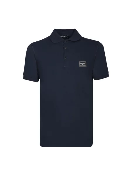 Koszulka polo Dolce And Gabbana z krótkim rękawem niebieska