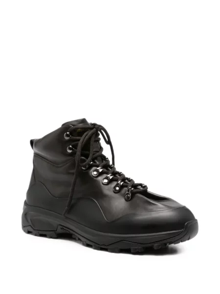 Botine Officine Creative cu șireturi din piele maro