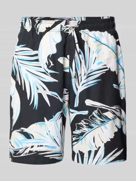 Bermudy o kroju regular fit ze wzorem na całej powierzchni Tommy Hilfiger czarne
