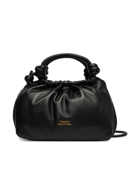 Táska Tommy Hilfiger Th Soft Leather Med Crossover fekete