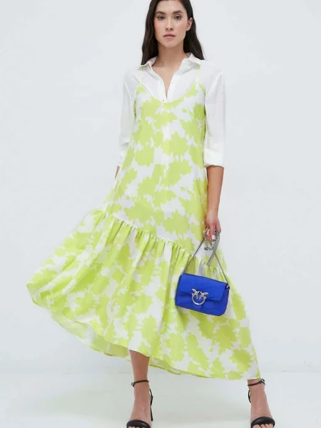 Armani Exchange rochie midi evazati verde