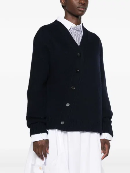 Cardigan Jil Sander tricotate asimetric albastru