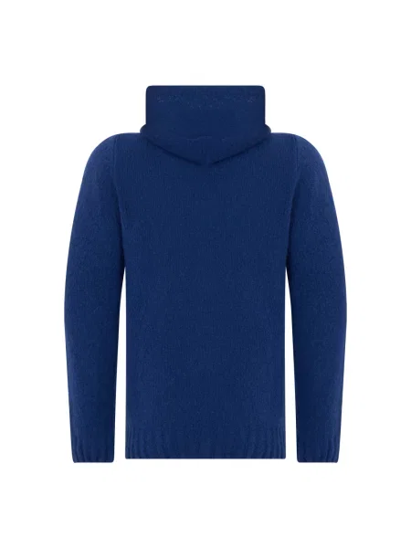 Bluza z kapturem Fedeli wełniana z kapturem niebieska