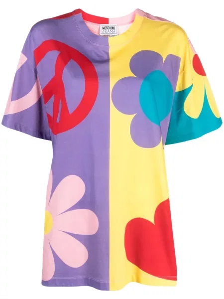 Koszulka Moschino Jeans z nadrukiem żółta