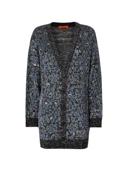 Cardigan Missoni cu imagine cu imprimeu animal print albastru