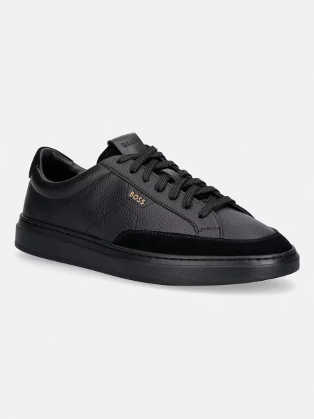 Sneakerși Boss din piele negru