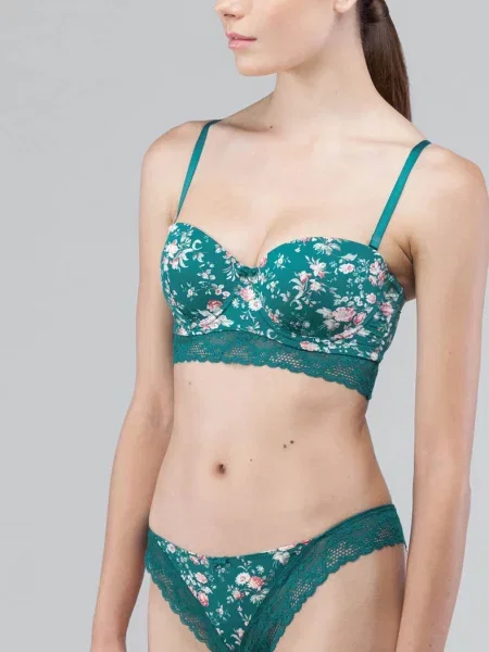 Комплект белья: бюстгальтер с уплотнённой чашкой и трусики бразилиана зелені