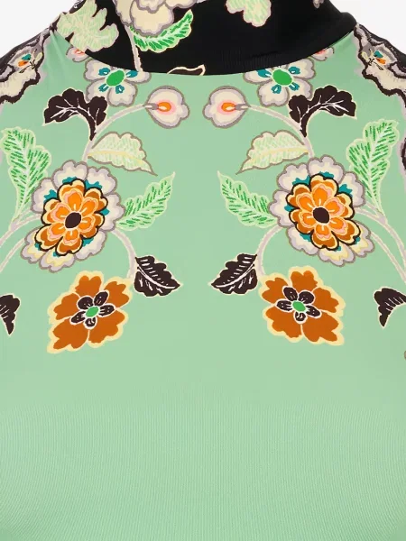 Rochie mini Roberto Cavalli cu model floral cu imagine verde