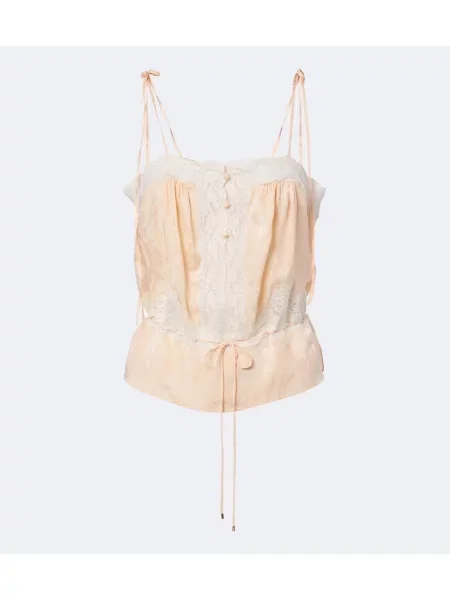 Top Chloé din satin roz