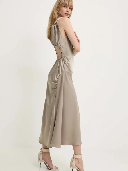 Moschino Jeans sukienka złoty maxi rozkloszowana