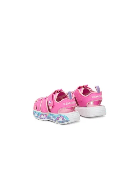 SKECHERS Sandále PLAY SCENE SPLASH CUTE CREW svetlobéžová / tmavofialová / svetloružová / biela ružová