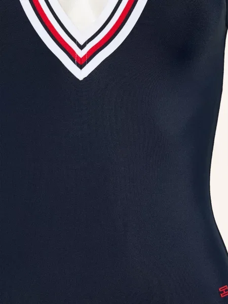 Tommy Hilfiger Plavky S Vázáním Za Krkem tmavě modrá / červená bílá