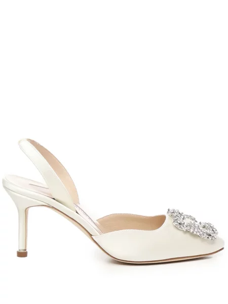 Pantofi cu toc Manolo Blahnik alb