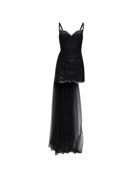 Rochie mini Maria Lucia Hohan cu volane din dantelă negru