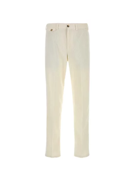 Pantaloni Pt Torino de catifea cord alb