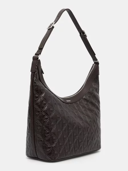 Geantă Calvin Klein Emblem Aop Debossed Medium Shbag maro