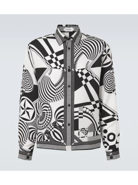 Cămașă Versace de mătase cu imagine negru