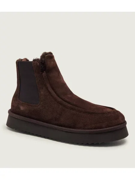 COPENHAGEN STUDIOS Bocanci | piele întoarsă | shearling maro