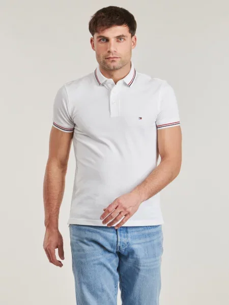 TOMMY HILFIGER Majica tamno plava / karmin crvena / bijela bež