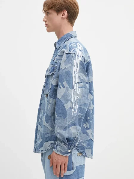 Τζιν πουκάμισο AAPE Main Long Sleeve ανδρικό μπλε