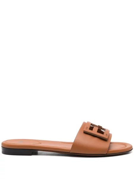 Kožne natikače Fendi smeđa