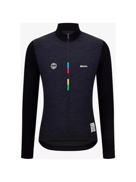 Koszulka rowerowa Santini x UCI World Champion długi rękaw Krój Slim XXS czarny