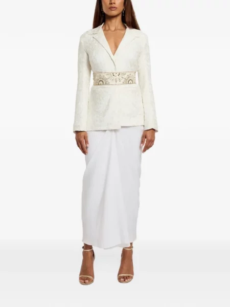 Cu centură sacou International Appeal cu model paisley alb