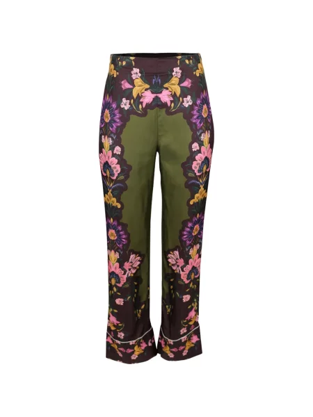 Pantaloni Borgo De Nor cu model floral cu imagine verde
