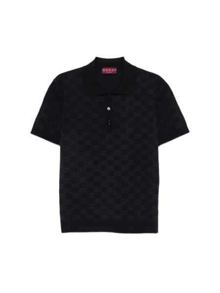 Jedwabna koszulka polo Gucci czarna