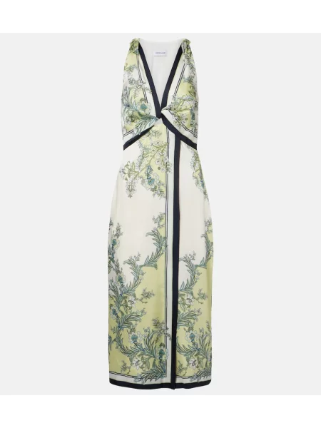 Sukienka midi Veronica Beard w kwiatki z twillu garniturowa zielona