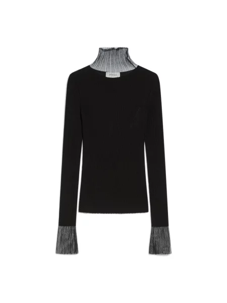 Sportmax sweter wełniany Derris lekki z golfem czarny