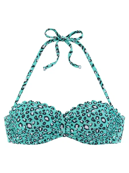 LASCANA Sutien costum de baie verde mentă / negru alb