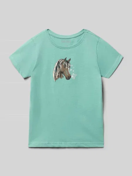 T-shirt z nadrukiem z motywem i okrągłym dekoltem Blue Seven