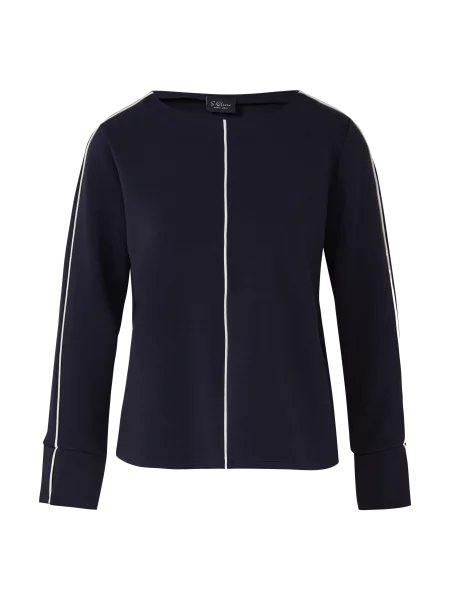 Bluza dresowa z kontrastowymi paskami niebieska