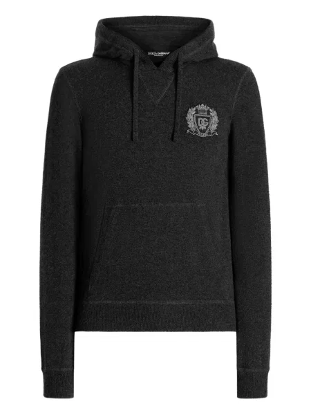 Суичър с качулка Dolce & Gabbana бродиран сиво