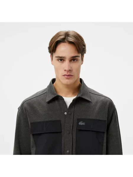 Lacoste Relaxed Fit Ciemnoszara Koszula szara