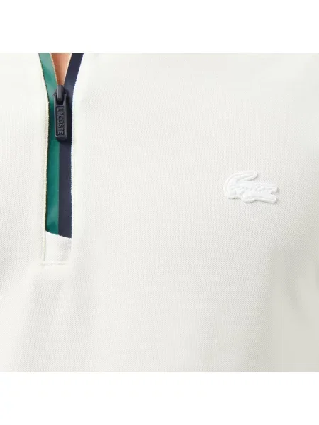 Lacoste Koszulka Polo Half Zip Slim Fit biała