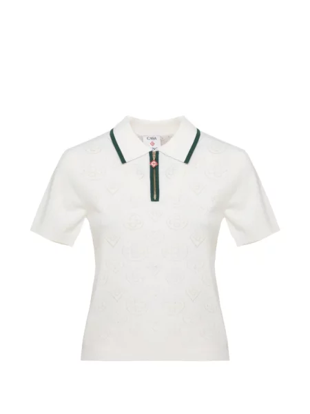 Tricou polo Casablanca cu autograf alb