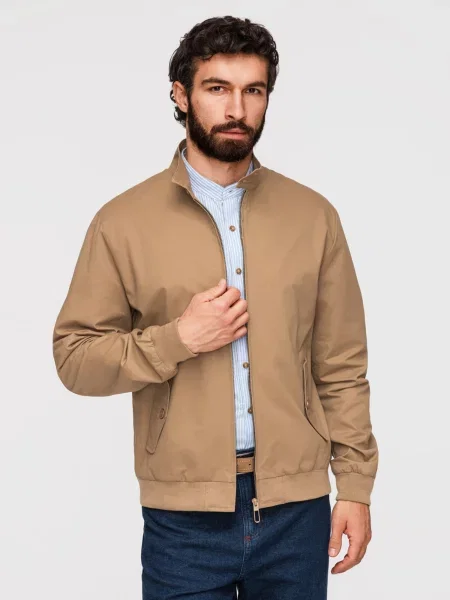 Harrington bunda s károvanou podšívkou hnědá