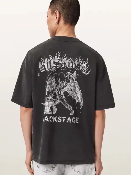 AllSaints tricou oversized pentru bărbați din REPEAT negru