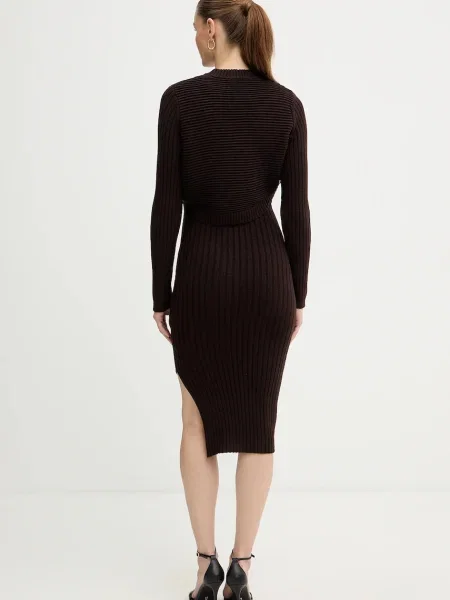 Morgan rochie și pulover mini mulată RMOMO maro