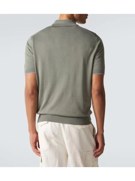 Tricou polo Brunello Cucinelli cu autograf verde