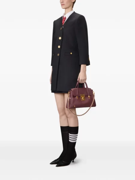 Geantă shopper Thom Browne din piele roșu