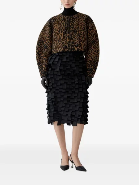 Geacă Carolina Herrera cu model leopard din jacard maro